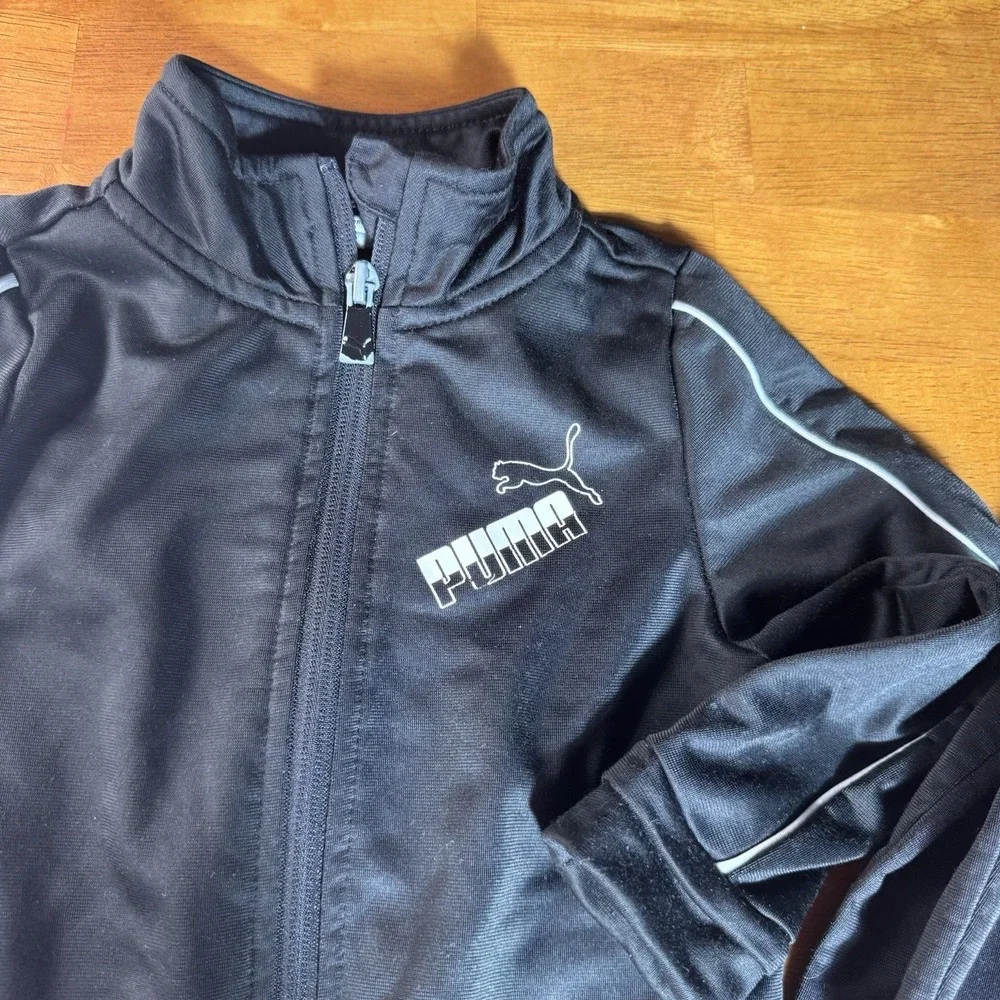 BOYS PUMA TRACKSUIT Sz 2T ZIP UP JACKET AND PANTS 2 PIECE SET BLACK Sport